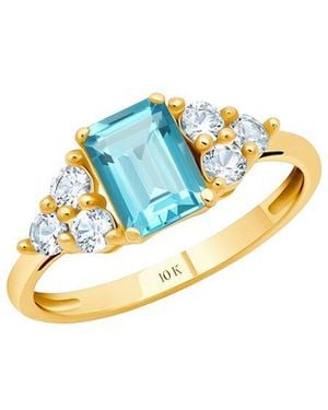 MaxColor 10K 1.00 Ct. Tw. Swiss Topaz Halo Ring - Blue