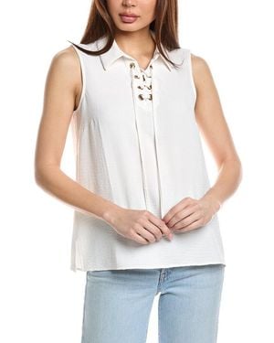 Catherine Malandrino Collared Laced-Up Tank - White