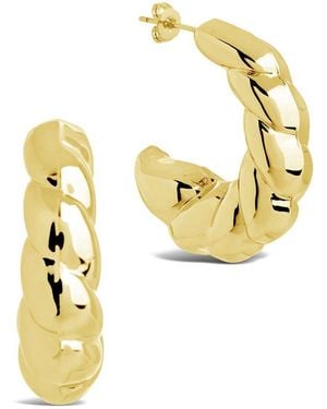 Sterling Forever Statement Croissant Hoop Earrings - Metallic