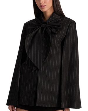 Alice + Olivia Philippa Draped Bow Cropped Wool-Blend Cape - Black