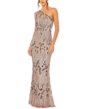 Mac Duggal Beaded Mesh One Shoulder Column Gown - Orange