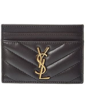 Saint Laurent Cassandre Leather Card Case - Black