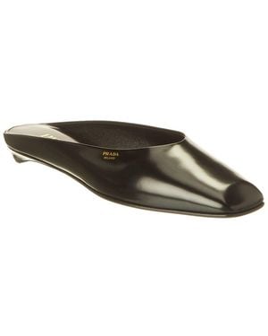Prada Logo Leather Mule - Black