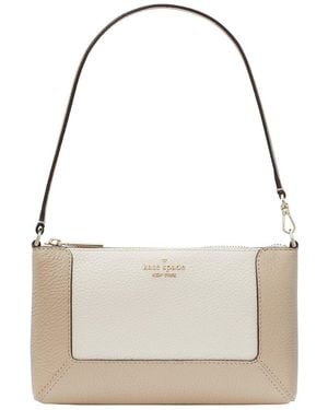 Kate Spade Lena Colorblocked Pebbled Leather Convertible Wristlet - Natural
