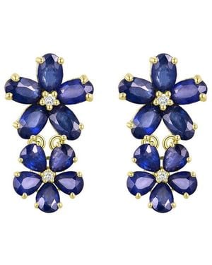 Nina Zhou Jewelry 14K 4.92 Ct. Tw. Diamond & Sapphire Drop Earrings - Blue