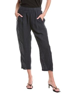 Eileen Fisher Cropped Seersucker Linen Lantern Pant - Black