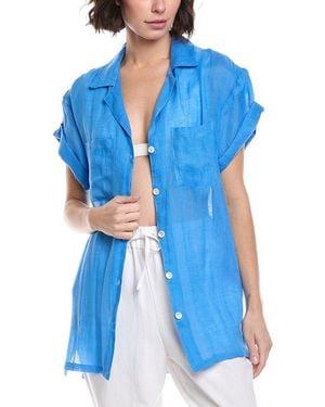 Vitamin A Playa Pocket Linen Blouse - Blue