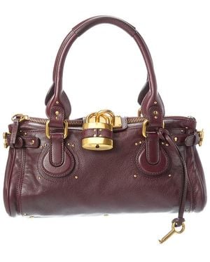 Chloé Paddington Leather Satchel - Purple
