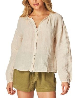 Bella Dahl Shirred Neck Linen Blouse - Natural