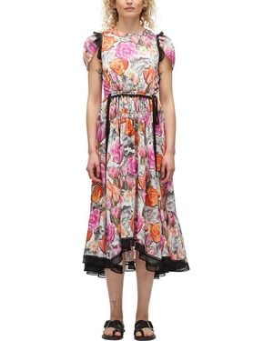 3.1 Phillip Lim Floral Collage Soft Tulip Sleeve Dress - Red
