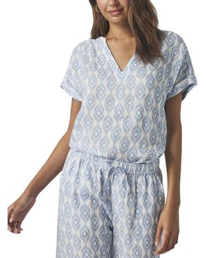 Splendid St Tropez Linen Blouse - Blue