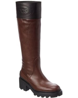 Tod's Leather Knee-High Boot - Brown