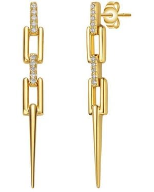 Rachel Glauber 14k Plated Cz Dangle Earrings - Metallic