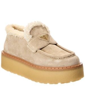 Prada Suede Platform Loafer - Natural