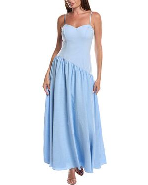 Rene Ruiz Sweetheart Colorblock Drop-Waist Maxi Dress - Blue
