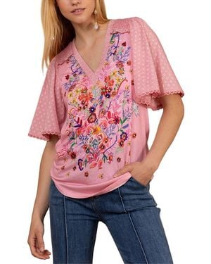 Hale Bob Keilani Short Sleeve Knit Top - Red