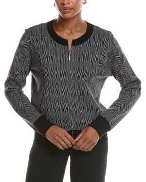 St. John Tweed Bomber Jacket - Gray