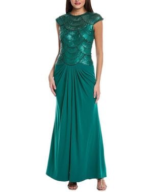 Tadashi Shoji Beaded Bodice Gown - Green