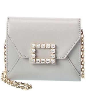 Roger Vivier Leather Wallet On Chain - Gray
