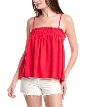 Brook + Lynn Linen-Blend Top - Red