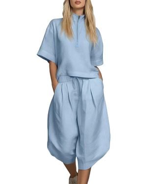 Olivia Taylor 2Pc Blouse & Pant Set - Blue