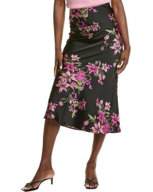 Gracia Satin Fishtail Midi Skirt - Black