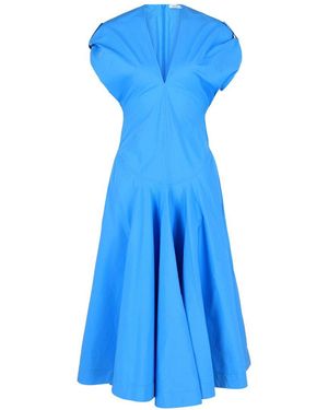 Ferragamo Cotton Poplin Midi Dress - Blue