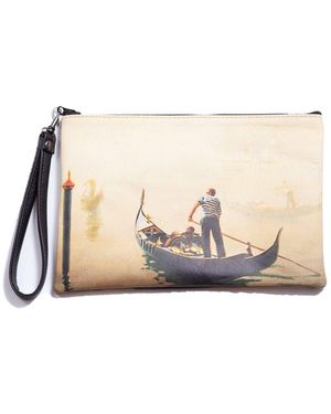 Blue Pacific Gondola Leather Wristlet - Natural