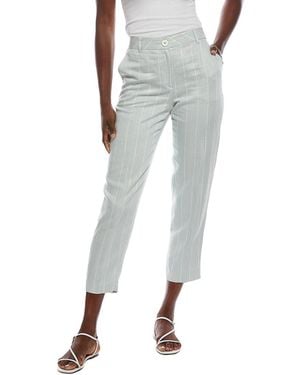 Marc Cain Striped Linen-Blend Pant - Gray