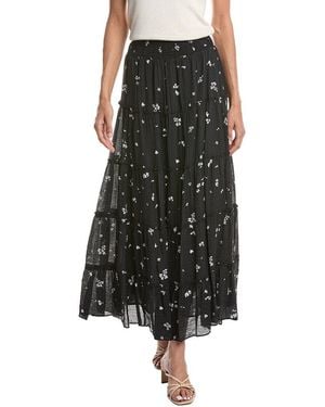 Vince Camuto Tiered Smocked Waist Midi Skirt - Black