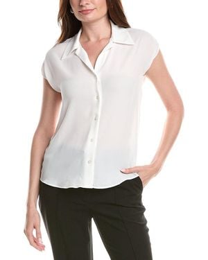 Tahari Camp Collar Blouse - White