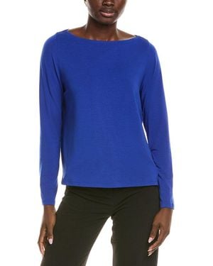 Eileen Fisher Bateau Neck Top - Blue