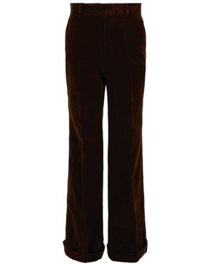 Gucci Velvet Flared-Leg Linen-Blend Pant - Black