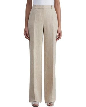 Lafayette 148 New York Gates Full Leg Linen & Silk-Blend Pant - Natural