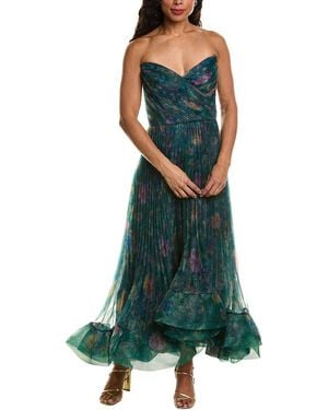 THEIA Moira Strapless High-Low Gown - Green