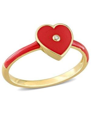 Rina Limor Over Sapphire Enamel Heart Ring - Red