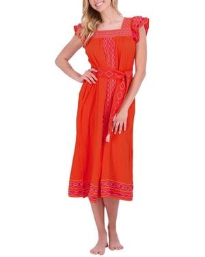 MER ST BARTH Maxi Sandrine Cover Up - Red