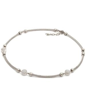Diamond Select Cuts Steel 0.05 Ct. Tw. Diamond Station Necklace - White