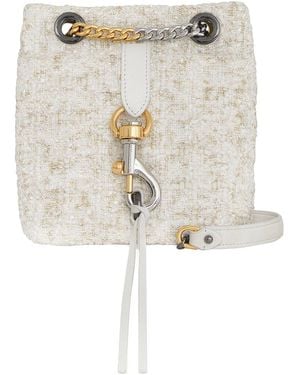 Rebecca Minkoff Edie Mini Leather-Trim Bucket Bag - White