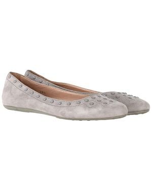 Tod's Suede Studded Ballet Flat (Authentic Pre-Loved) - Gray