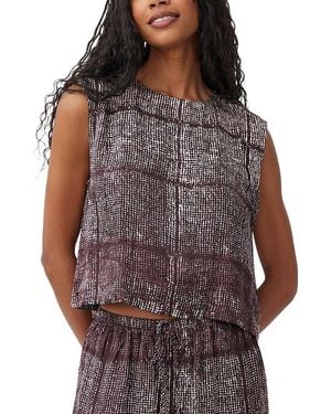 Bella Dahl Boxy Button Back Silk-Blend Top - Purple