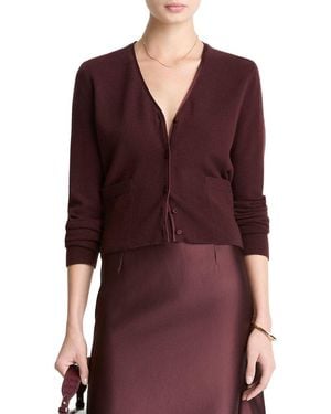 Vince Satin Button Wool & Cashmere-Blend Cardigan - Red