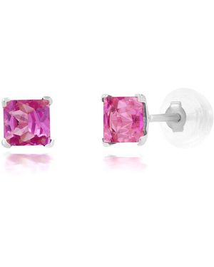 MaxColor 14K 0.70 Ct. Tw. Lab-Grown Sapphire Studs - Pink