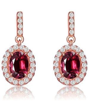 Genevive Jewelry 18k Rose Gold Plated Earrings - Red