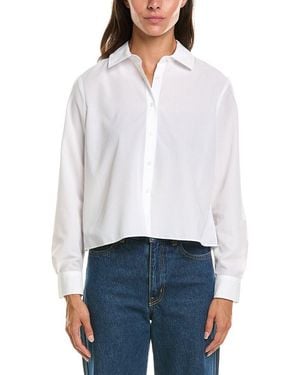 Brooks Brothers Cropped Back Pleat Top - White