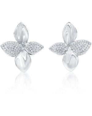 Suzy Levian CZ Jewelry Suzy Levian Cz Flower Earrings - White
