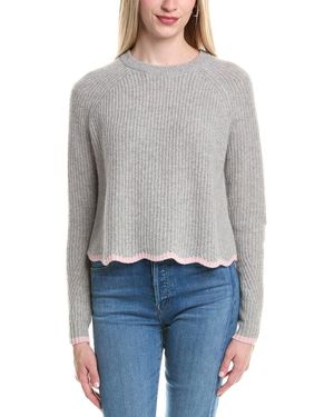 Autumn Cashmere Tipped Scallop Shaker Cashmere Jumper - Grey