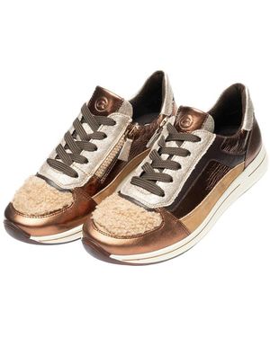 Ara Obsidian Suede & Leather Trainer - Natural