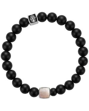 Karma and Luck Birthstone Plated Gemstone Stretch Bracelet - Black