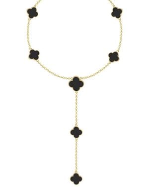 Gabi Rielle 14K Over Onyx Lariat Necklace - Metallic